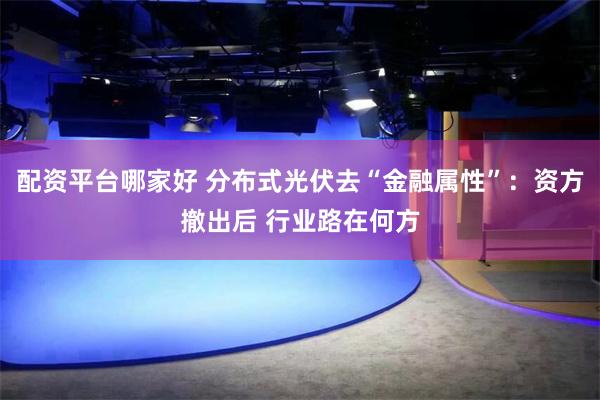 配资平台哪家好 分布式光伏去“金融属性”：资方撤出后 行业路在何方
