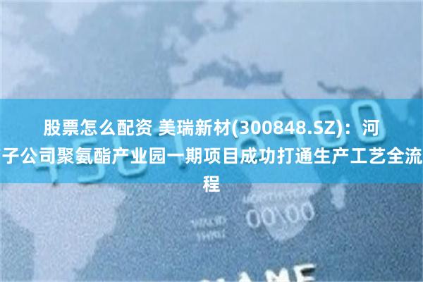 股票怎么配资 美瑞新材(300848.SZ)：河南子公司聚氨酯产业园一期项目成功打通生产工艺全流程