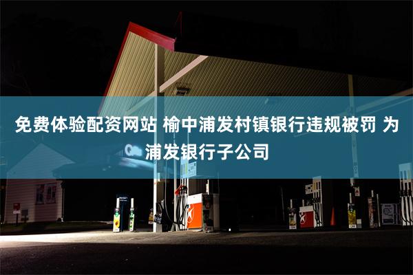 免费体验配资网站 榆中浦发村镇银行违规被罚 为浦发银行子公司