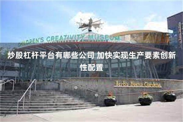 炒股杠杆平台有哪些公司 加快实现生产要素创新性配置