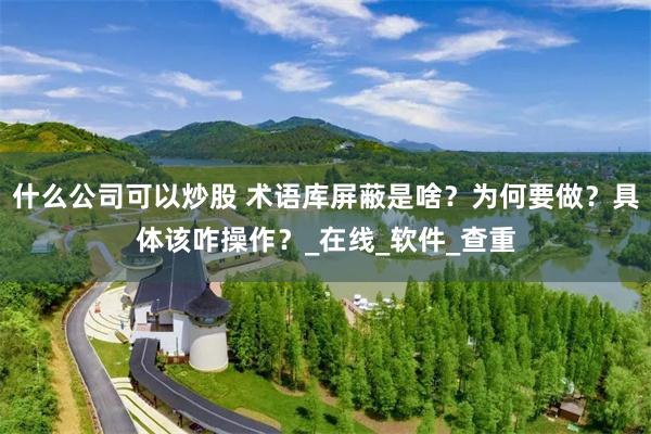 什么公司可以炒股 术语库屏蔽是啥？为何要做？具体该咋操作？_在线_软件_查重